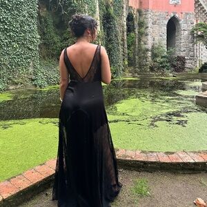 Tulle and satin black floor length dress by Nocturne